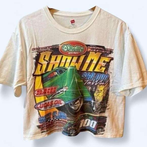Vintage 2008 West Plains Motor Speedway Show Me Medium Y2K Short Sleeve Shirt - Picture 1 of 8